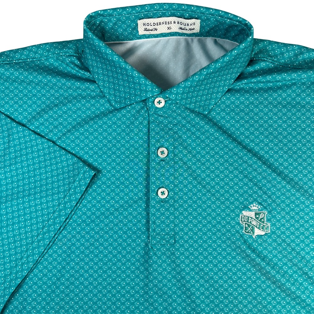Holderness & Bourne The Aces Polo Shirt Men XL Teal Du Pont CC Tailored Fit